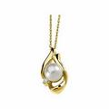 14K Yellow 6 mm Cultured Pearl & .02 CTW Round Pendant w/ 18" Rope Chain